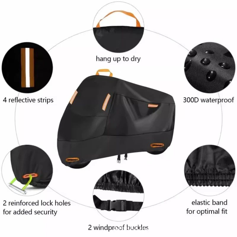 for Motorcycle rainproof and sunproof cover - thick Oxford fabric dustproof sleeve with built-in anti-theft cover