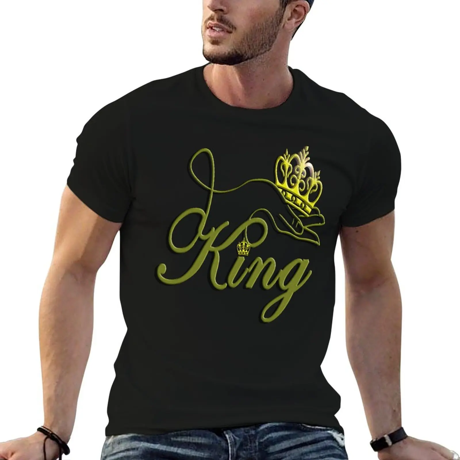 

King crown T-Shirt t shirt men 100% cotton luxury brand t shirts for man cotton funny T-Shirt