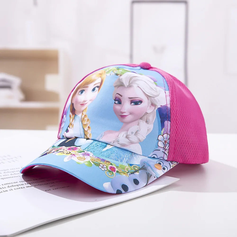 Disney Frozen Elsa Princess Baseball Caps Summer Mesh Breathable Children Cartoon Sun Visor Hats Boys Spiderman Snapback Hats