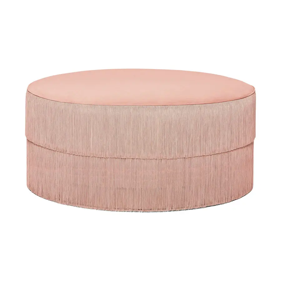 #Custom High End Designer Tassel Fringe Shoe Changing Stool Round Velvet Upholstered Pouf Hotel Stools in the Hallway