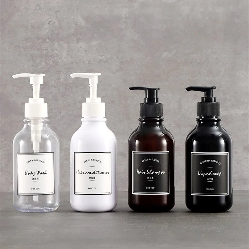 300ml/500ml Shampoo Conditioner Bottles with Pump Lotion Soap Bathroom Dispenser Bottles Container Empty Refillable Bottles