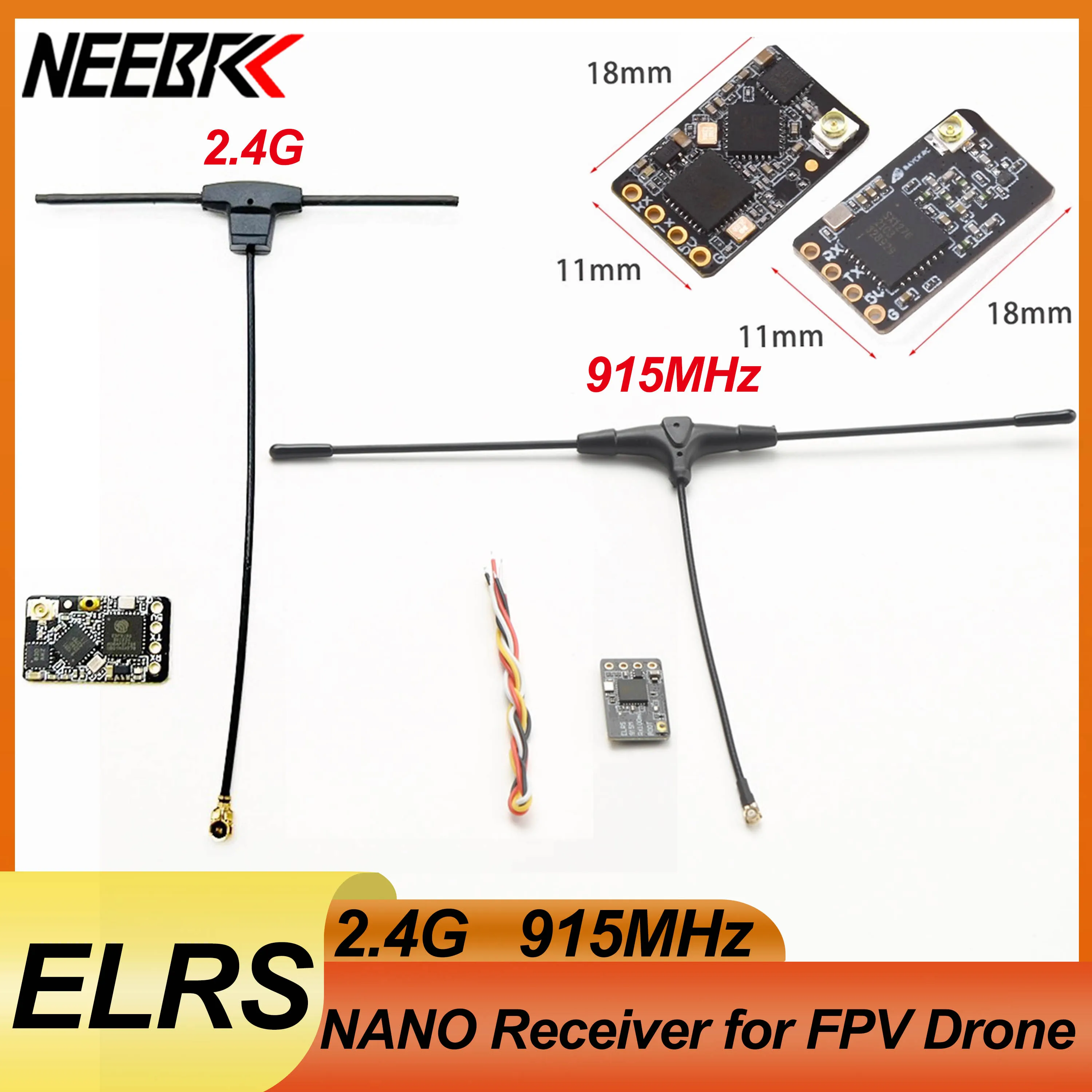 

NEEBRC 2,4G 915 МГц ELRS NANO Мини-приемник Diversity RX T-образная антенна для радиоуправляемого передатчика FPV Фристайл Дрон дальнего действия X-Class