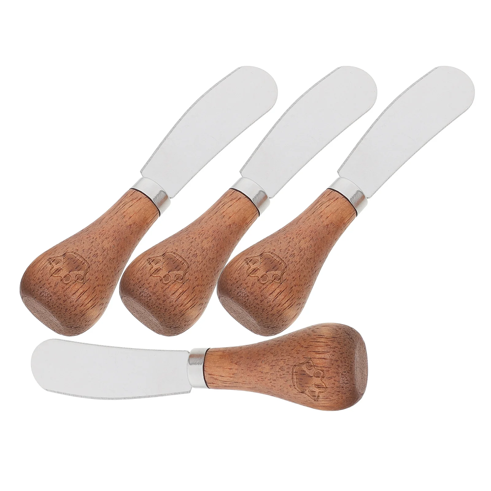 

4 Pcs Cheese Knife Stainless Steel Small Wood Scraper Reusable Safe Easy Maintain Suitable Cream Cheese Bread Cake