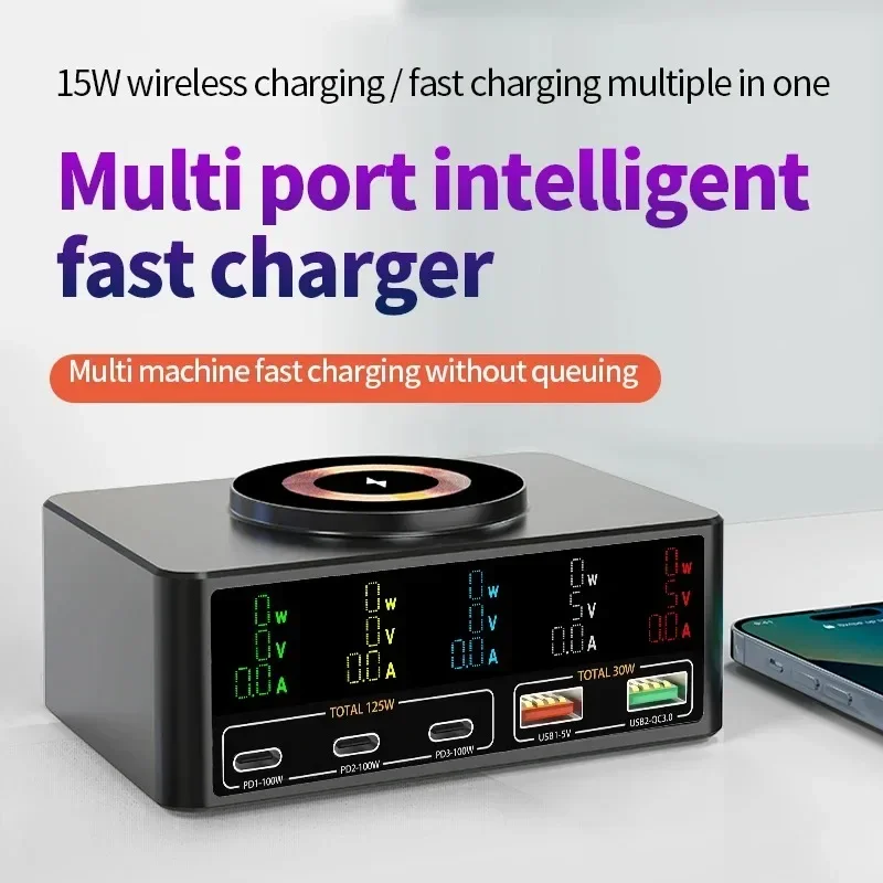 

140W GaN Charger Magnetic Wireless Charging Desktop USB Type C Charger 100W PD QC3.0 Fast Quick Charge For Laptop Tablet Phone