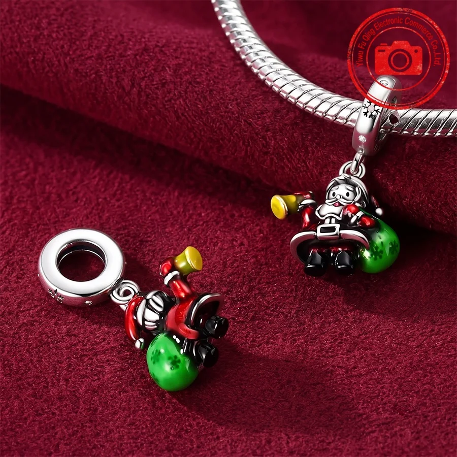 New Christmas Charms Santa Claus Red Nose Reindeer Snowflake Beads Fit Original 925 Silver Bracelets DIY Festival Jewelry Gifts
