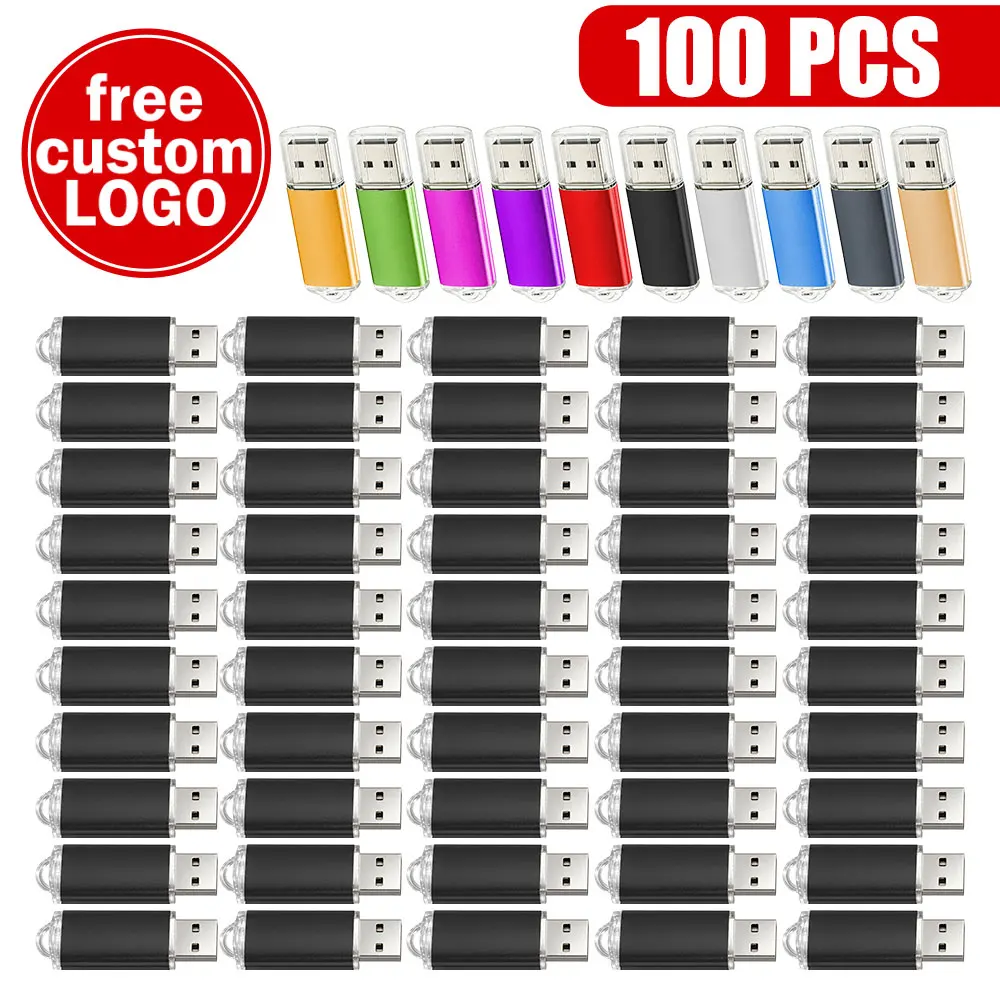 Lote de 100 Unidades de Memoria USB de 64 GB, Pendrive de 512 MB, 1 GB, 2 GB, 4 GB, 8 GB, 16 GB, Memoria USB de 32 GB, con Logotipo Personalizado Gratuito