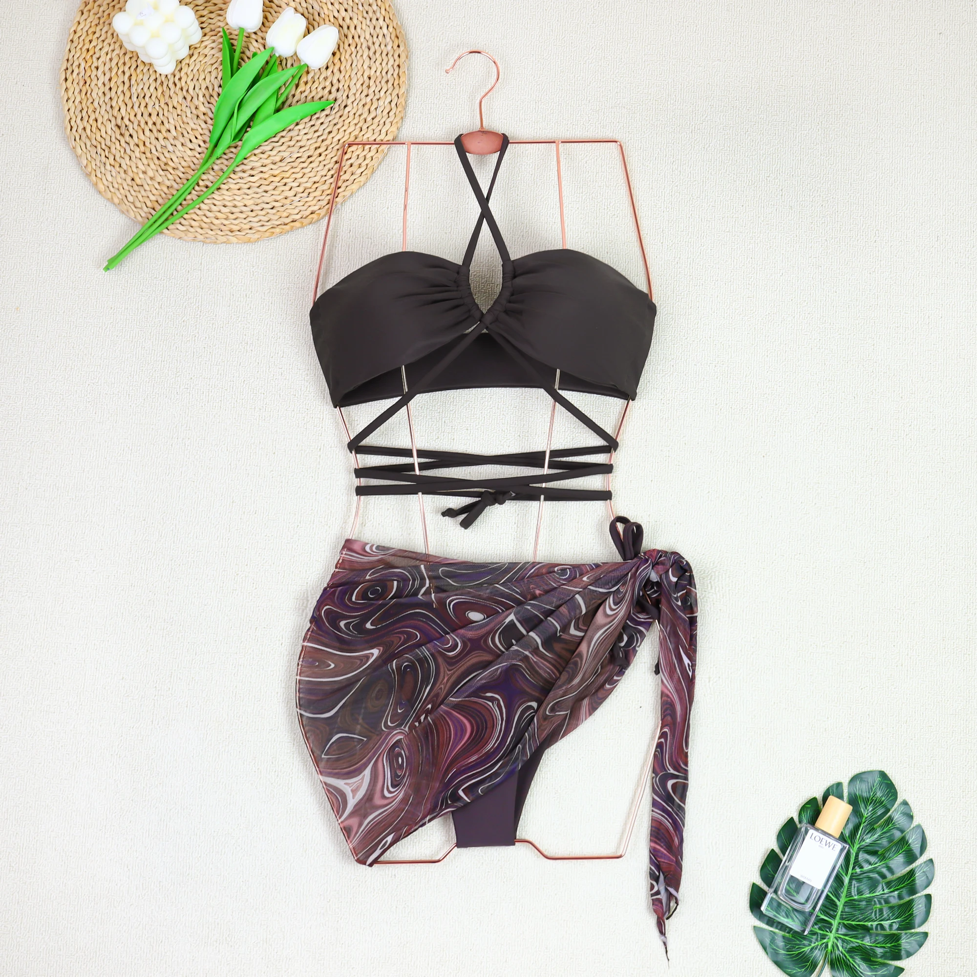 

Сексуальное микро бикини из 3 предметов 2026 женский купальник женский купальник стринги комплект бикини бразильская пляжная одежда с принтом купальный костюм Biquini