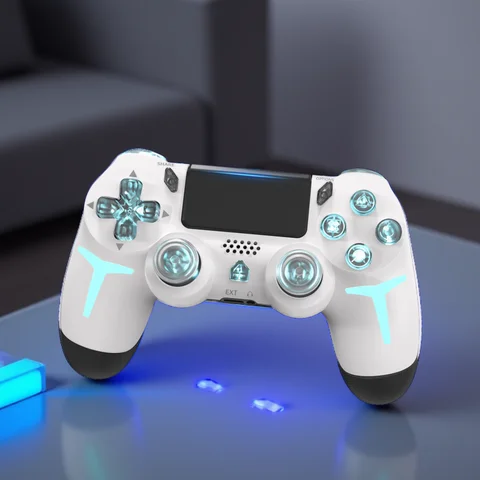 GAMINJA RGB Light Wireless Game Controller For PS4 PS3 Console Computer PC LED Bluetooth Gamepad 6-axis Gyroscope Dual Vibration