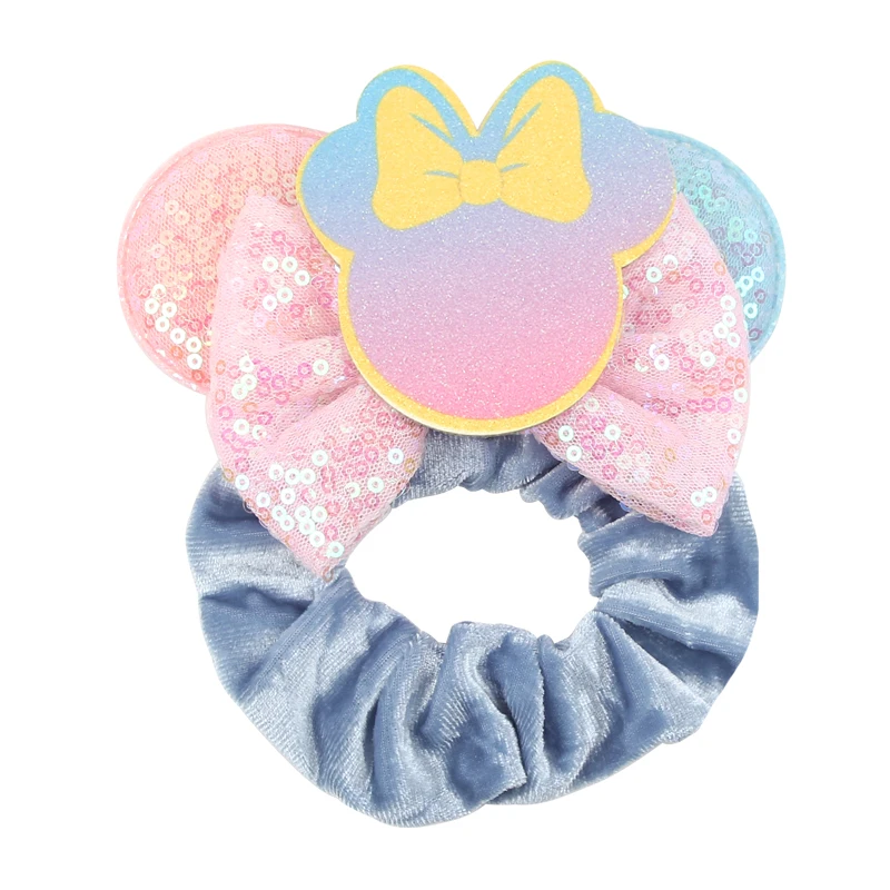 Newest Cute Disney Tiana Hair Scrunchies Velvet Hairband For Girls  Women Sequins Bows Headband Women Trip DIY Hair Accessories