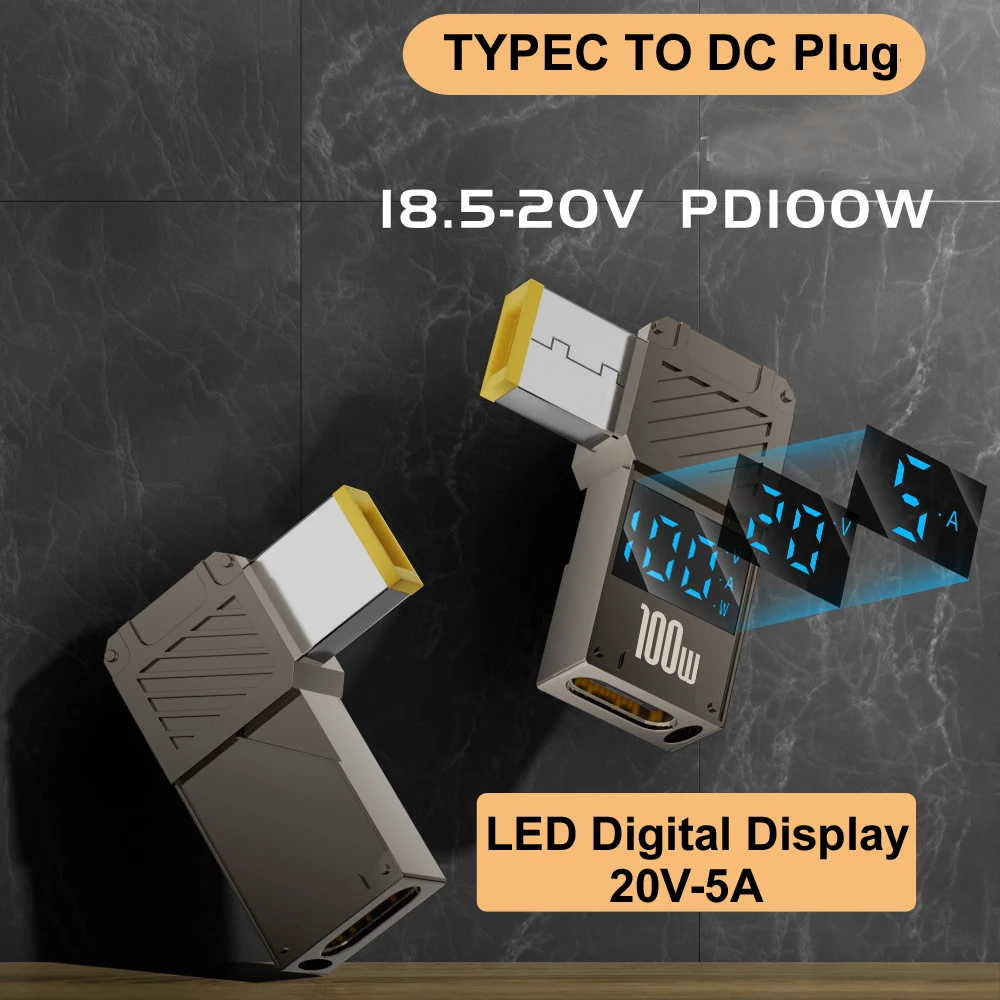 NEW 2026 5525 PD100W Type-C to DC Plug Converter USB C to DC Laptop Charging Adapter Power Charger Connector Tip for Lenovo Thin view 3