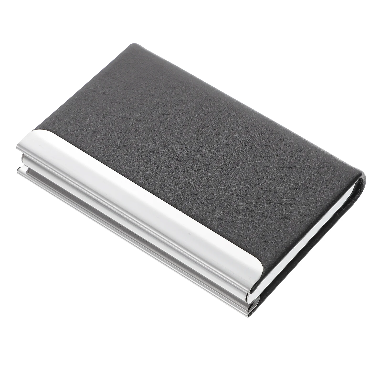 

Business Holder Stainless Steel Credit Card Wallet Modern PU Name Card Holders Large Capacity Storage Bag For Men Gifts