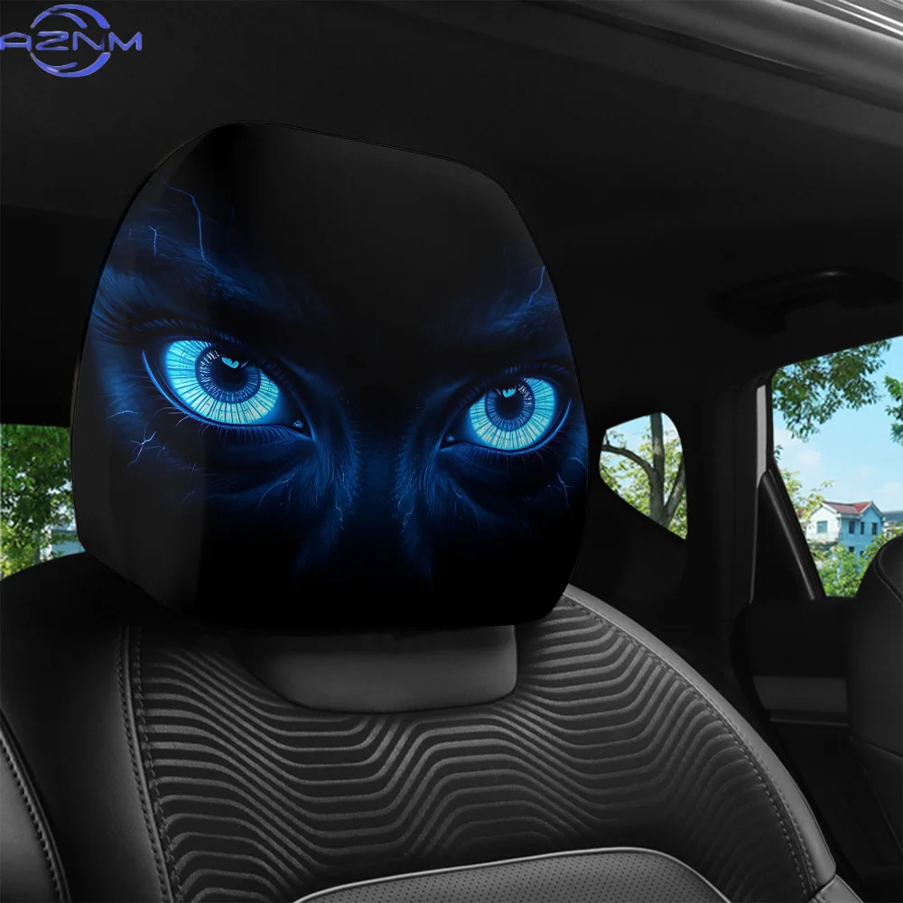 2pcs  Demon Eye Print  Headrest Covers, All-Weather Use for Long Distance Travel and Resting