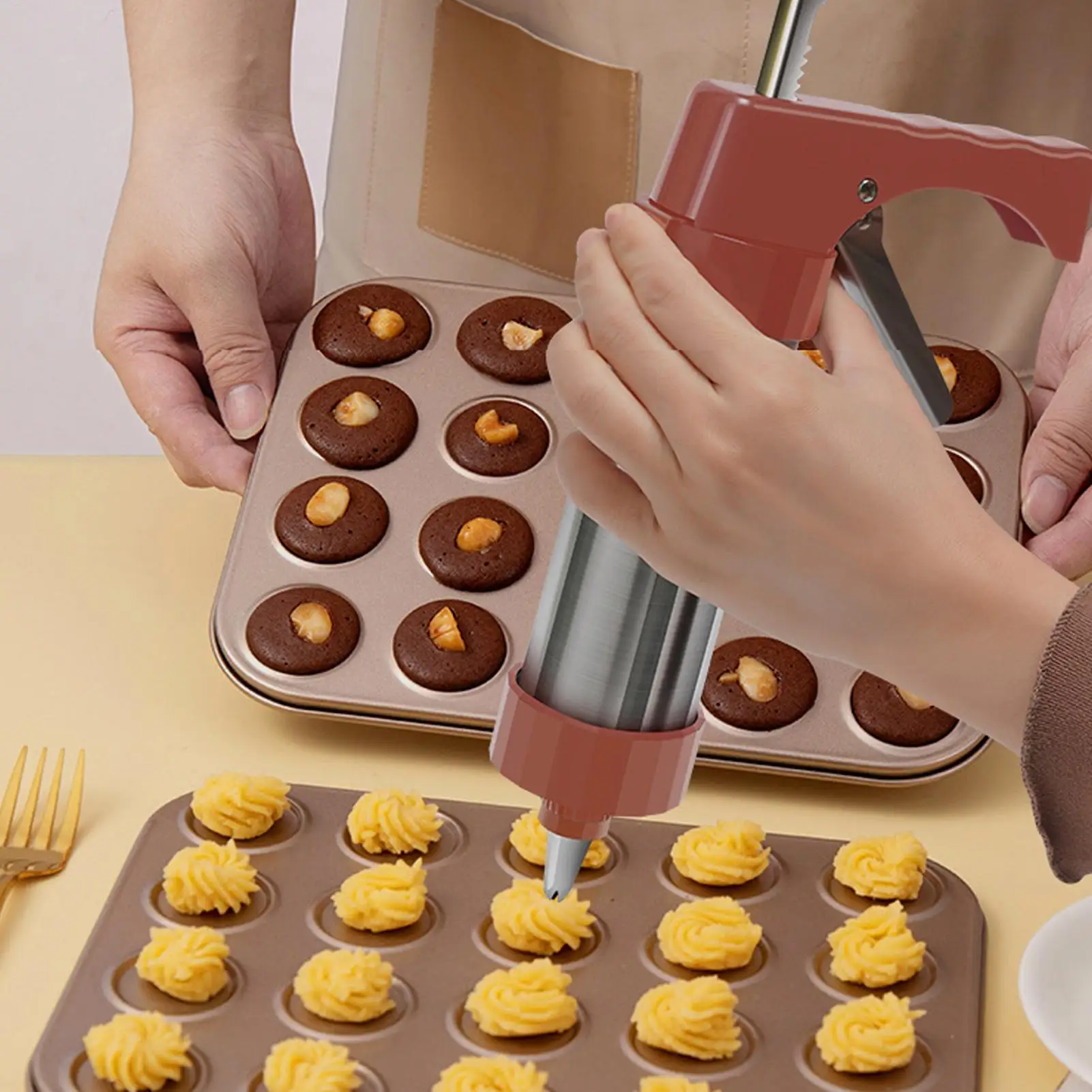 Spritz كوكي الصحافة الفولاذ المقاوم للصدأ أدوات المطبخ الخبز صانع كوكي آلة المطبخ المعجنات الصحافة ل كعكة البيتزيل العجين