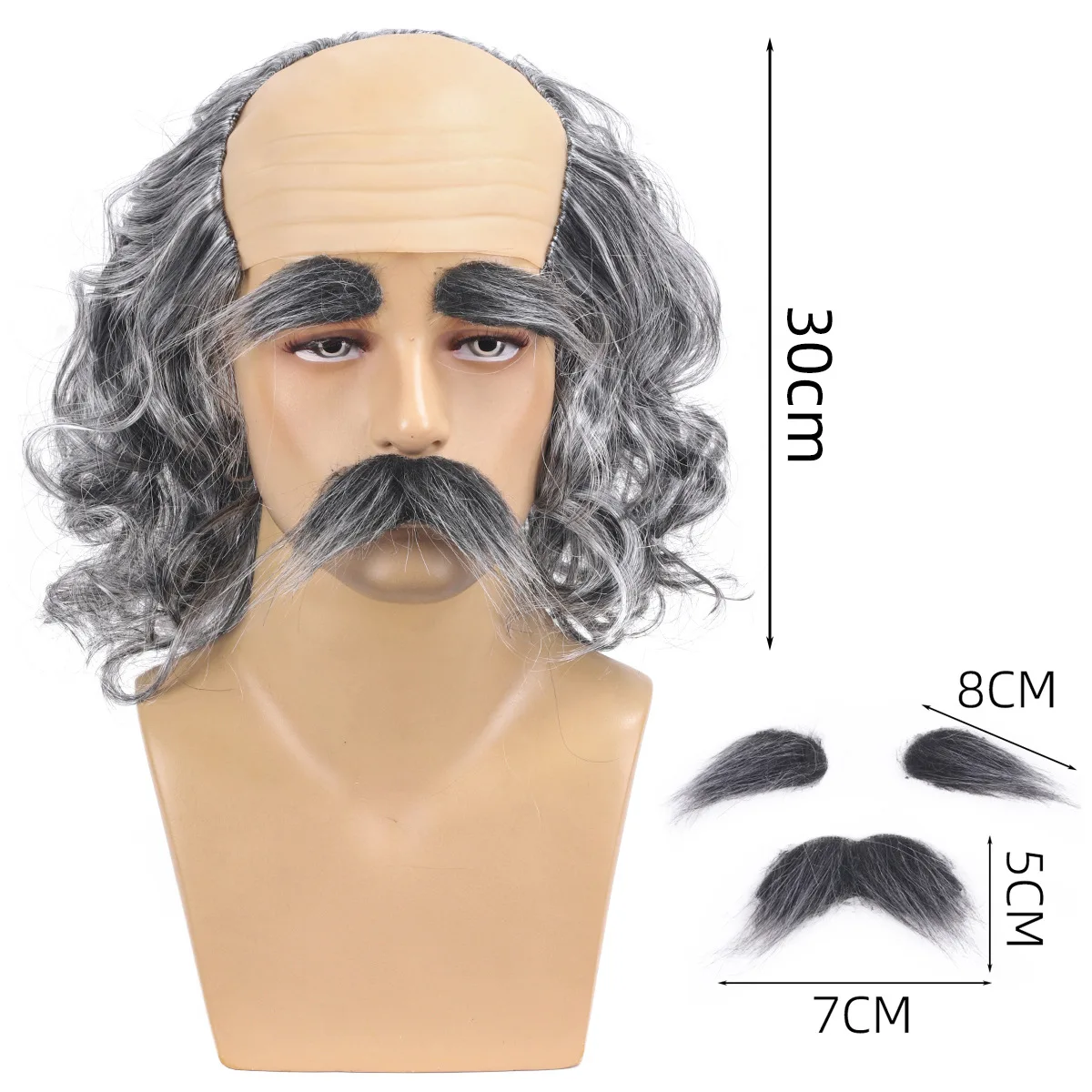 Bald Wig, Adult, Child, Annual Meeting, Funny, Bald Wig, Bald Mediterranean Men's Wig - Synthetic Fiber Wig