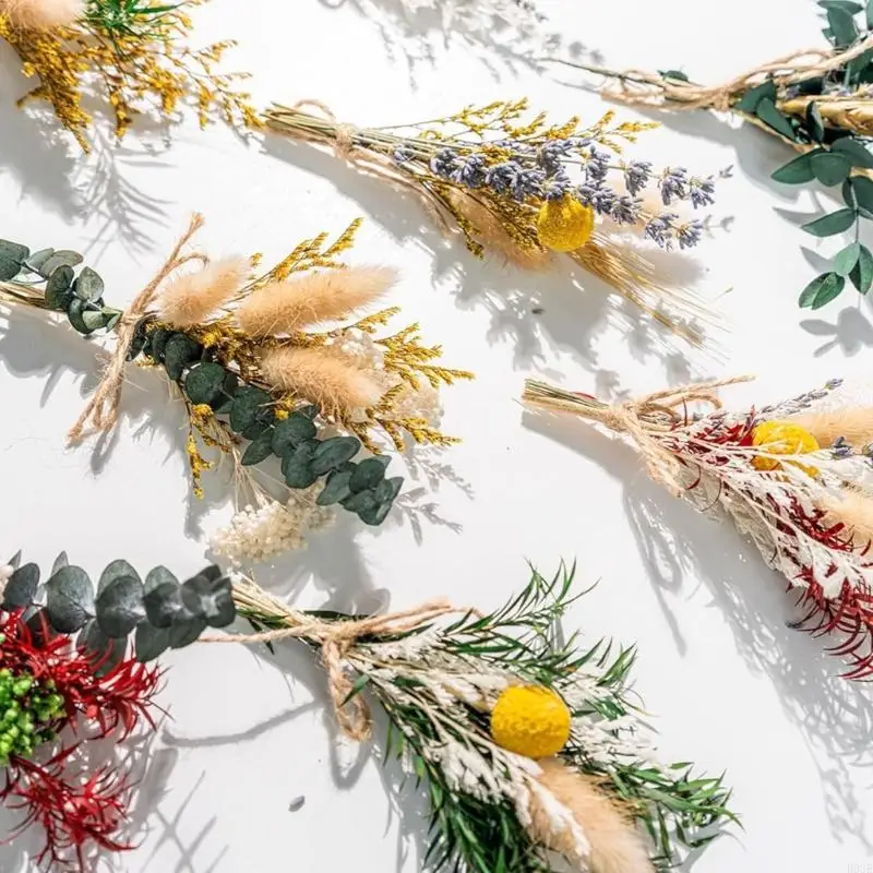 Natural Preserved Blooms Bundle Bouquet With Lavender Wheat Soft Tail For Vase Arrangement Table Display Party Supplies B03E