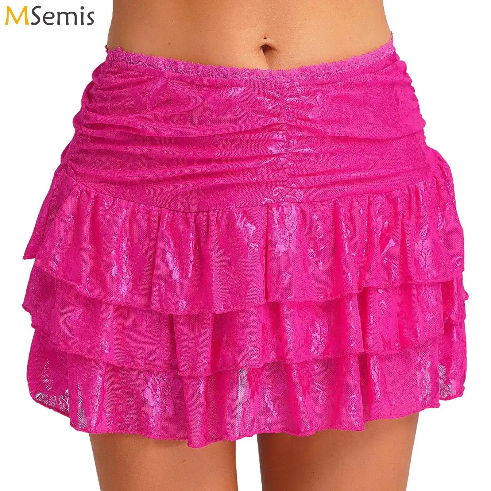 

Women's Lace Y2K Lace Mini Skirt High Waist A-line Tiered Short Skirt Sweet Summer Layered Pleated Underskirt Party Streetwear