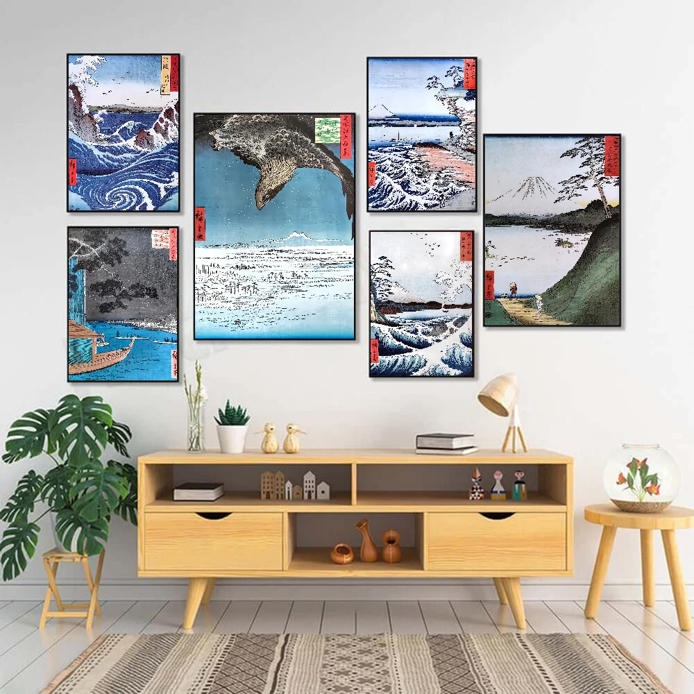 1 قطعة نمط Ukiyo-e الياباني الرجعية عالية الجودة طباعة ملصق مقاوم للماء جدار الفن الفيلم الملصقات لغرفة المعيشة غرفة الرجعية ديكور #2