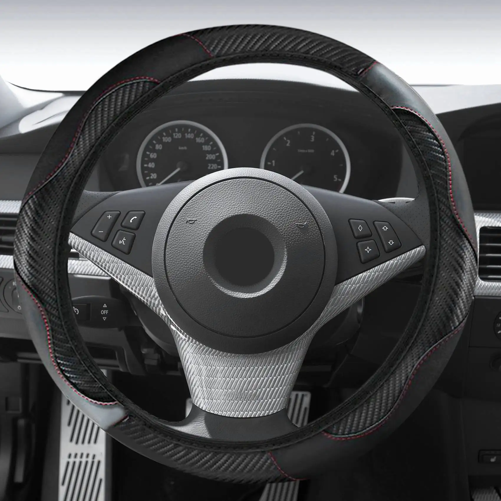 Car Steering Wheel Cover Breathable Non-Slip Steering Covers Internal Accessories Suitable for Car Decoration