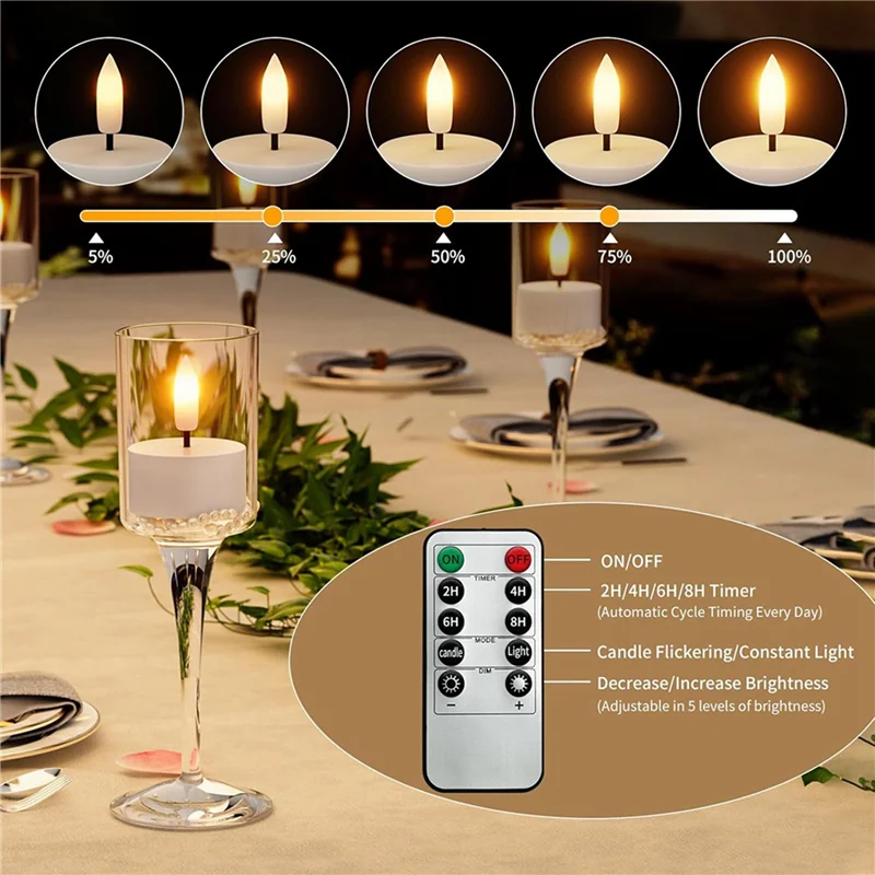 

A82I-Rechargeable Flameless Tea Lights Candles With Charging Station 12Pcs Battery Tea Lights Candles With Remote & Timer