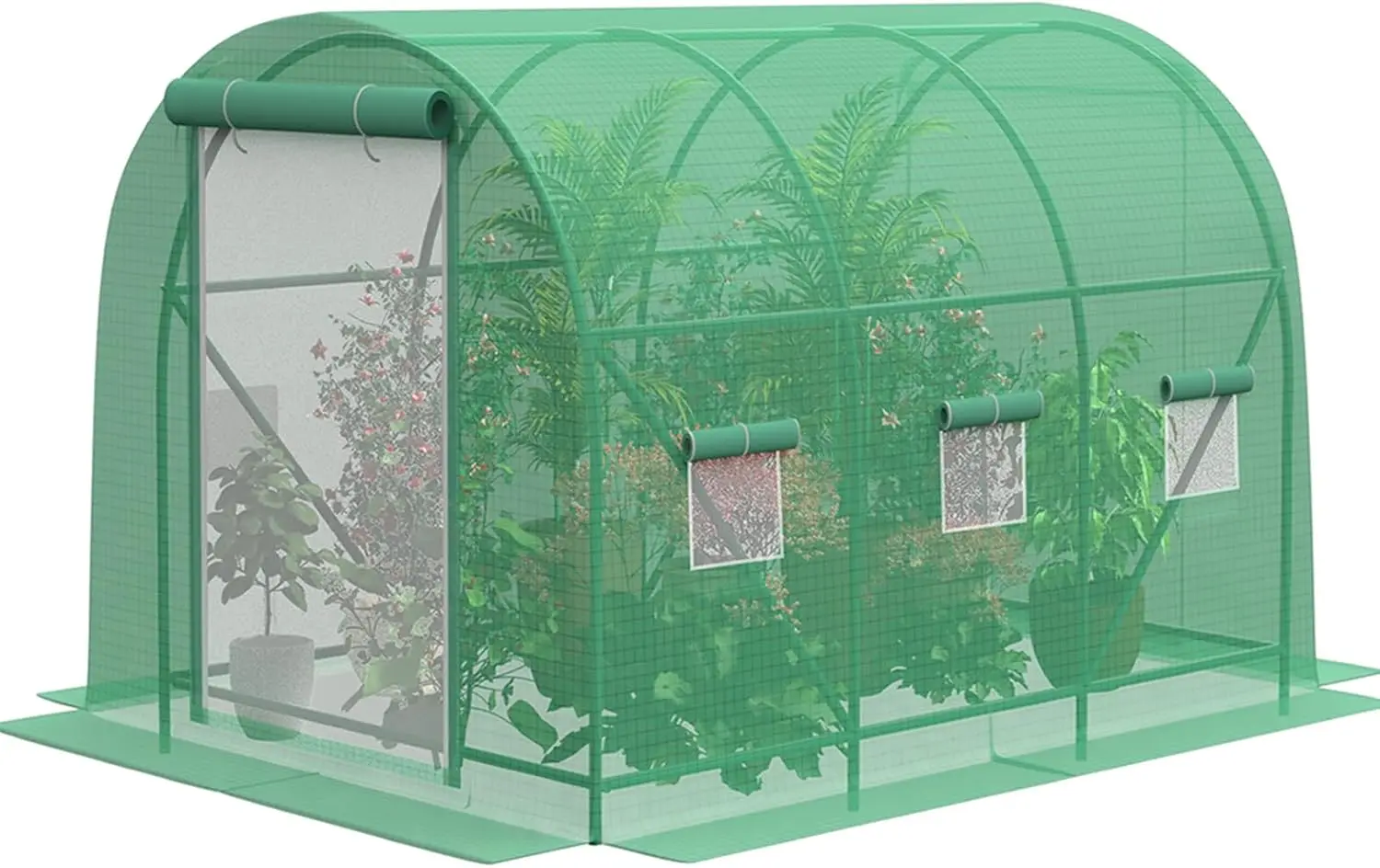 

Walk-in Greenhouse Upgraded Green House with Dual Zippered Screen Doors & 6 Screen Windows Heavy Duty Plastic