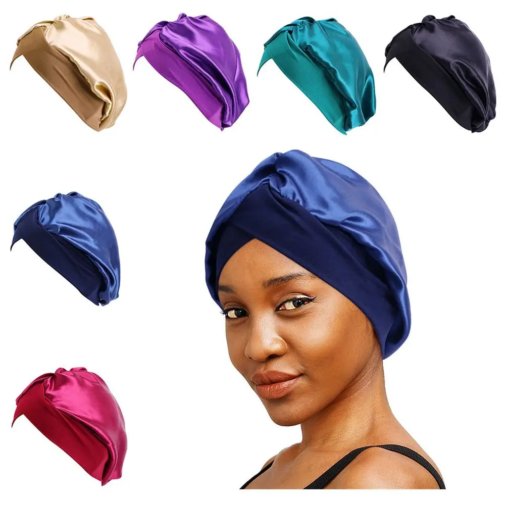 Women Curly Springy Hair Bonnet Head Wrap Night Sleep Hat Satin Bonnet Hair Loss Cover Chemo Caps