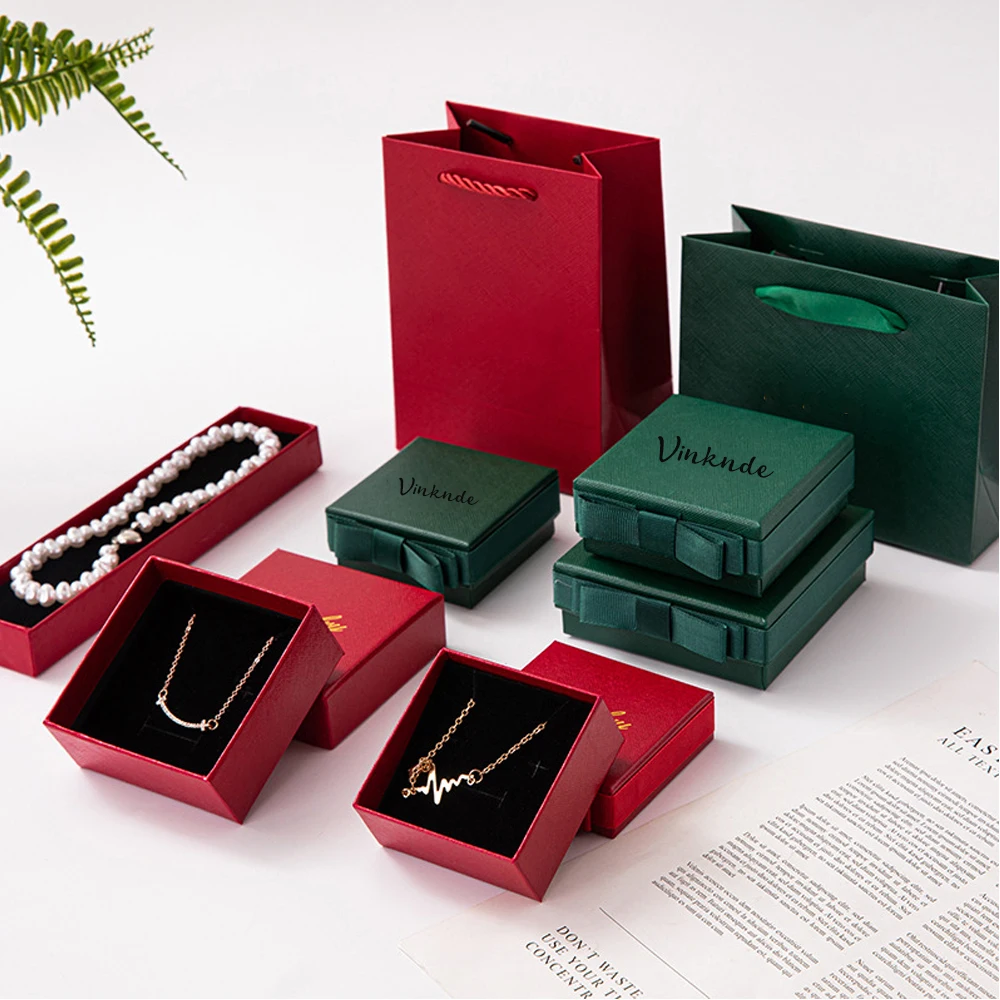 

Wholesale Bulk Custom Logo Exquisite Jewelry Boxes with Ribbon Bow Accessories Storage Earrings Watches Cases Retail Packaging