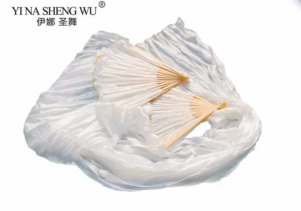 حار بيع الحرير الحقيقي للجنسين جودة عالية الحرير الصيني الحجاب مراوح الرقص 1 زوج مراوح الرقص الشرقي رائجة البيع لون أبيض نقي 180*90 سنتيمتر