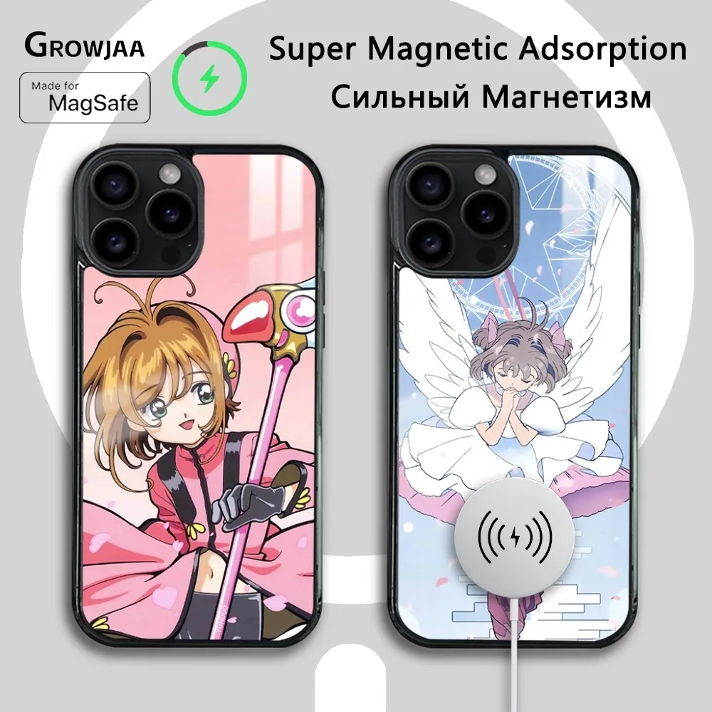 Anime C-Cardcaptor S-Sakura Phone Case For iPhone 16 15 14 13 12 11 Pro Max Plus Mini Magsafe Mirror Wireless Magnetic Cover