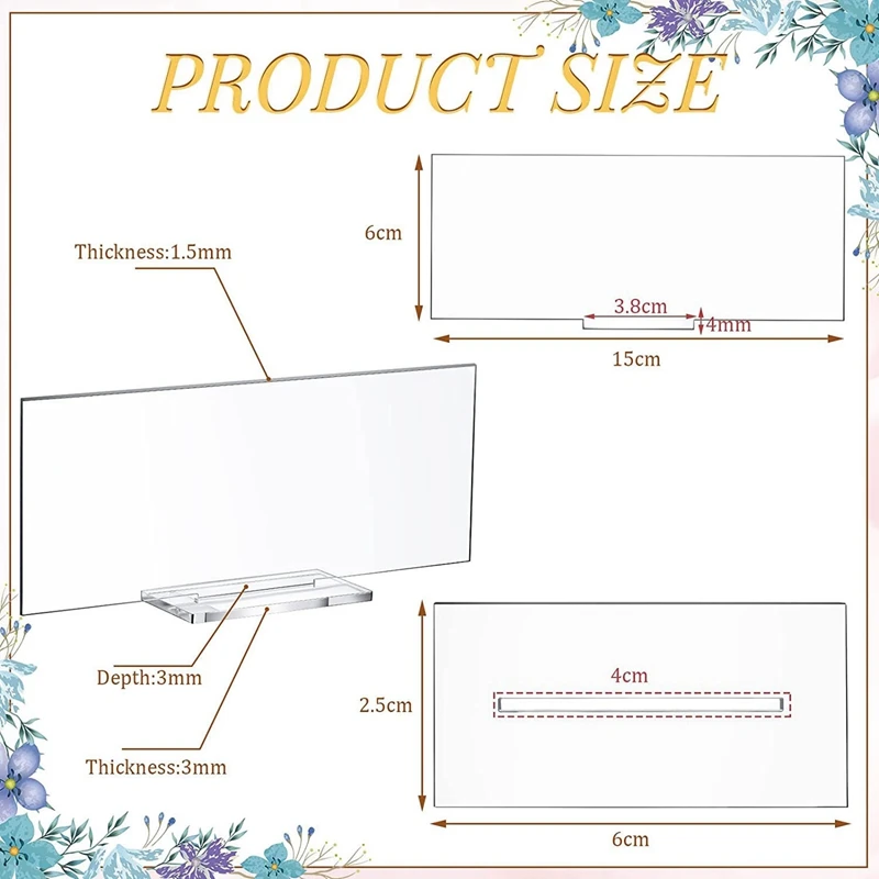 Soportes acrílicos para tarjetas de lugar, soporte de exhibición de mesa transparente, soporte de letrero, número de mesa de boda con ranura para tarjetas para boda, 20 Uds.