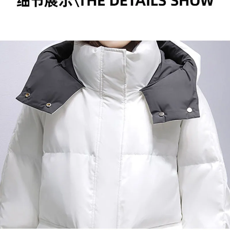 Hooded Parkas For Women Autumn Winter 2025New Fashion Thick Warm Down Cotton Jackets Ladies Office Vintage Oversized Short  Coat