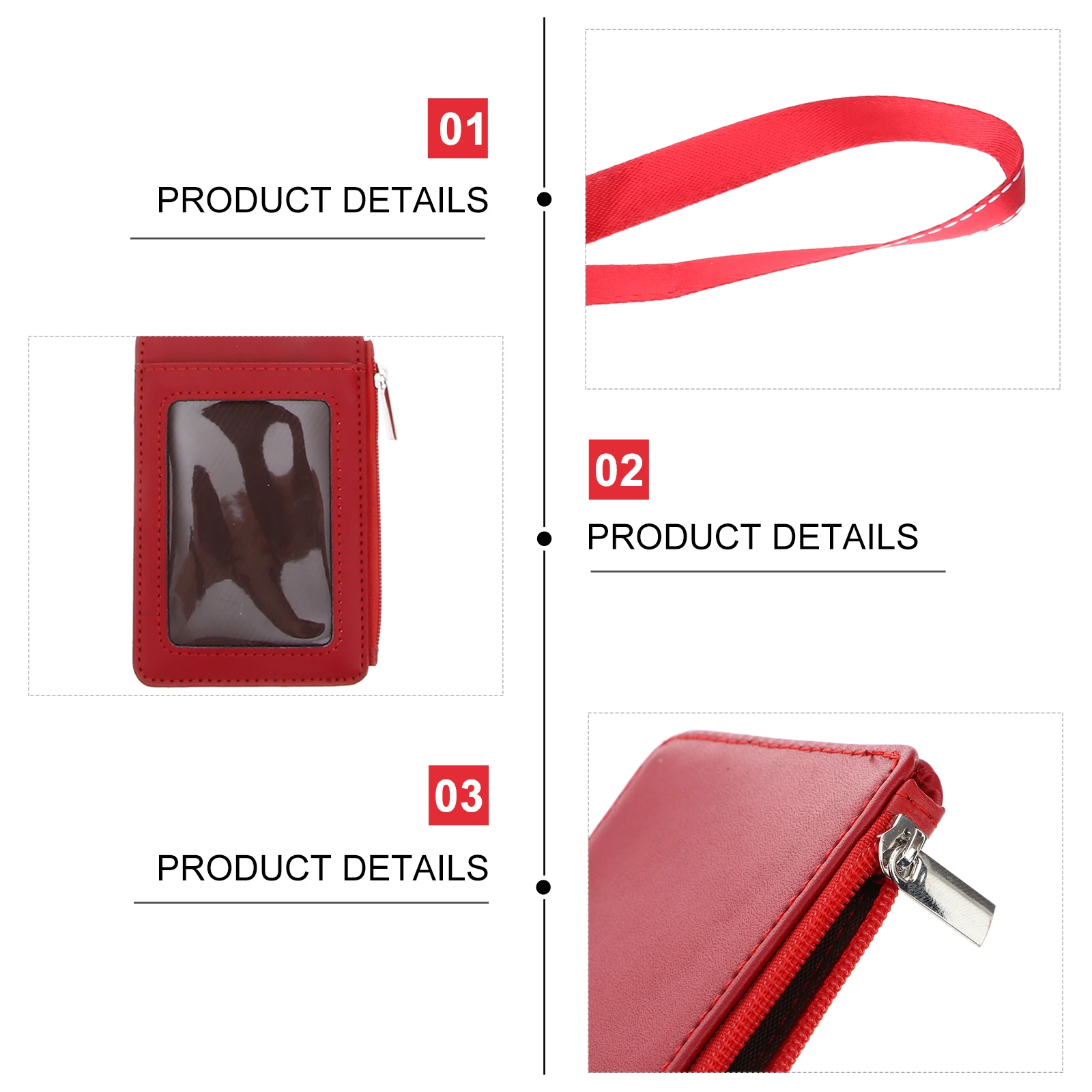 

Vertical Red Badge Holder Id Holder PU Front Window Detachable Neck Lanyard Swivel Clip Pass