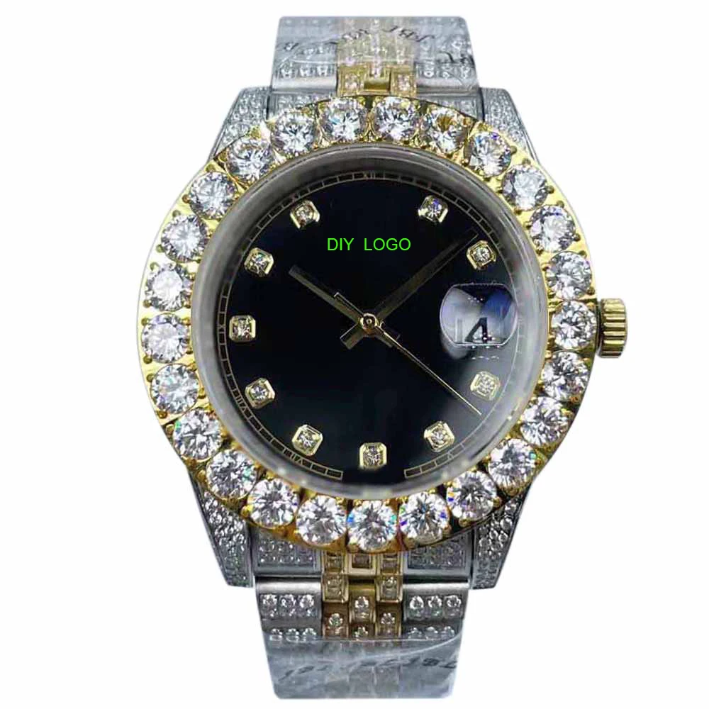 Customized Logo43mm men's watch with high-end mechanical movement, diamond bezel and sapphire mirror, best gifts man