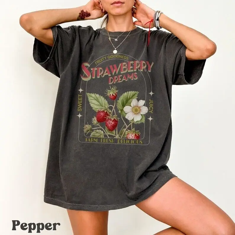 Comfort Colors® Strawberry Dreams Tshirt Vintage Inspired Strawberry Shirt