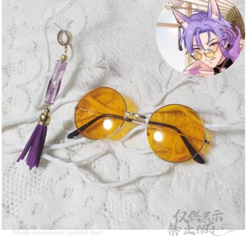 أنيمي لعبة نو: كرنفال Kuya مثير جميل نظارات صفراء كاملة الأزرق الوردي ياردروب اكسسوارات تأثيري حلي حفلة الهالوين كوس
