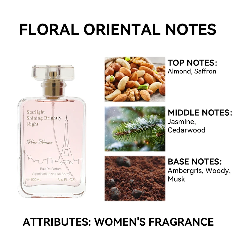 100ML 3.4FL.OZ Perfume para mujer, inspirado en Rouge 540 Eau de Parfum, notas florales orientales, almíscar de cedro jazmín de larga duración