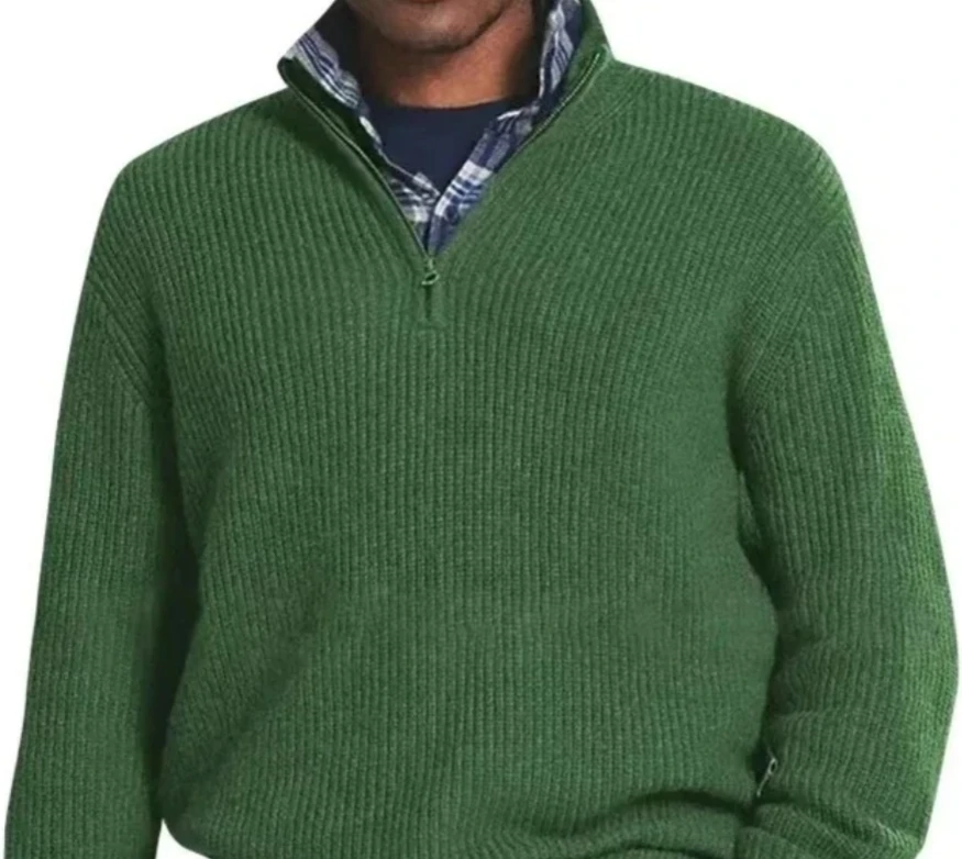 

Autumn and winter new European and American luxury fashion men's business casual loose zipper stand up collar sweater jacket top