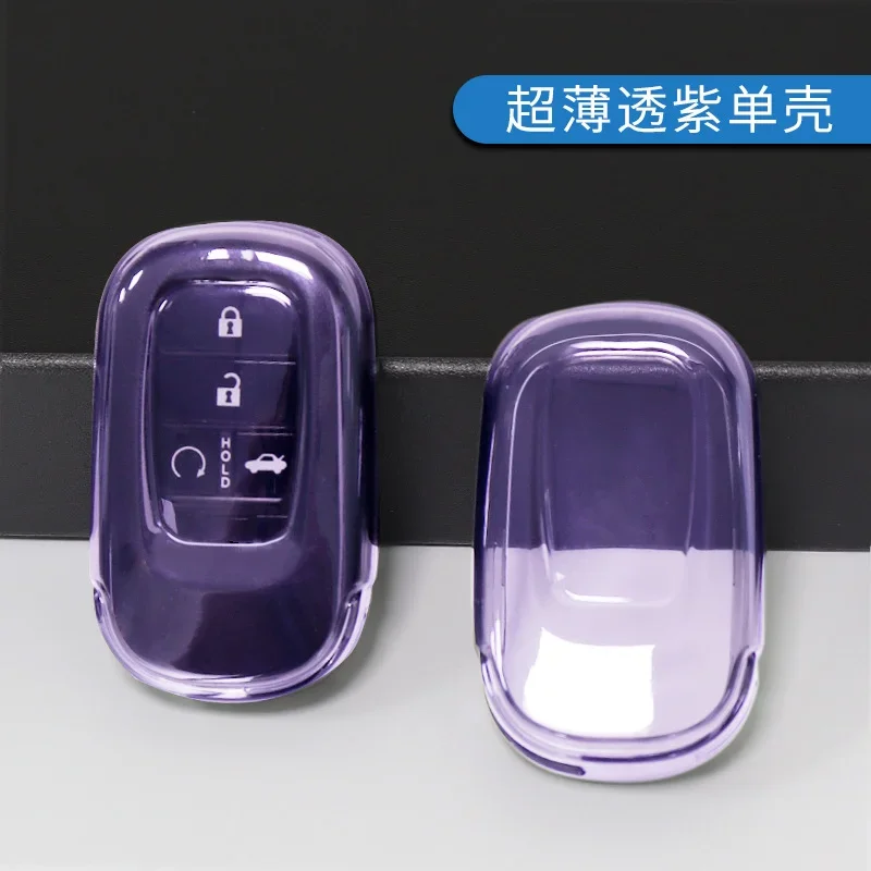 TPU Car Key Case Cover Shell Fob for Honda 2022 2023 2024 Accord Civic HR-V CR-V Pilot Sport SI EX EX-L Keychain Accessories
