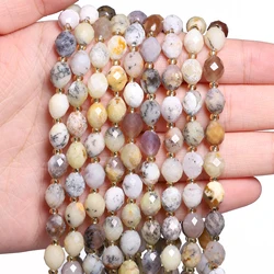 8x6mm Faceted Oval Stone Bead Natural Multicolour Opal Rice Shape Spacer Bead For Jewelry Making Diy Bracelet Accessories 7.5''