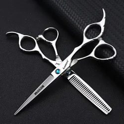 AXEMOORE silver Japan 440c 6 inch stainless steel cutting scissors professional hairdresser scissors hair scissors