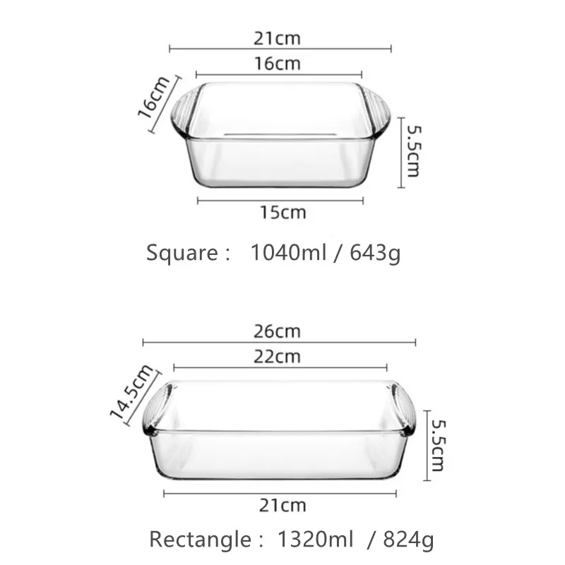 Borosilicate Glass Baking Dishes, High Temperature Resistance, Baking Pan for Microwave Oven, Salad Plate, Household, 1Pc, Pan