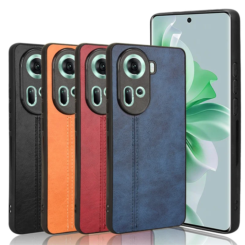 For OPPO Reno 11 5G Global Case Suture Soft Edge PU Leather Hard Phone Cover For OPPO Reno 11 Reno11 Case