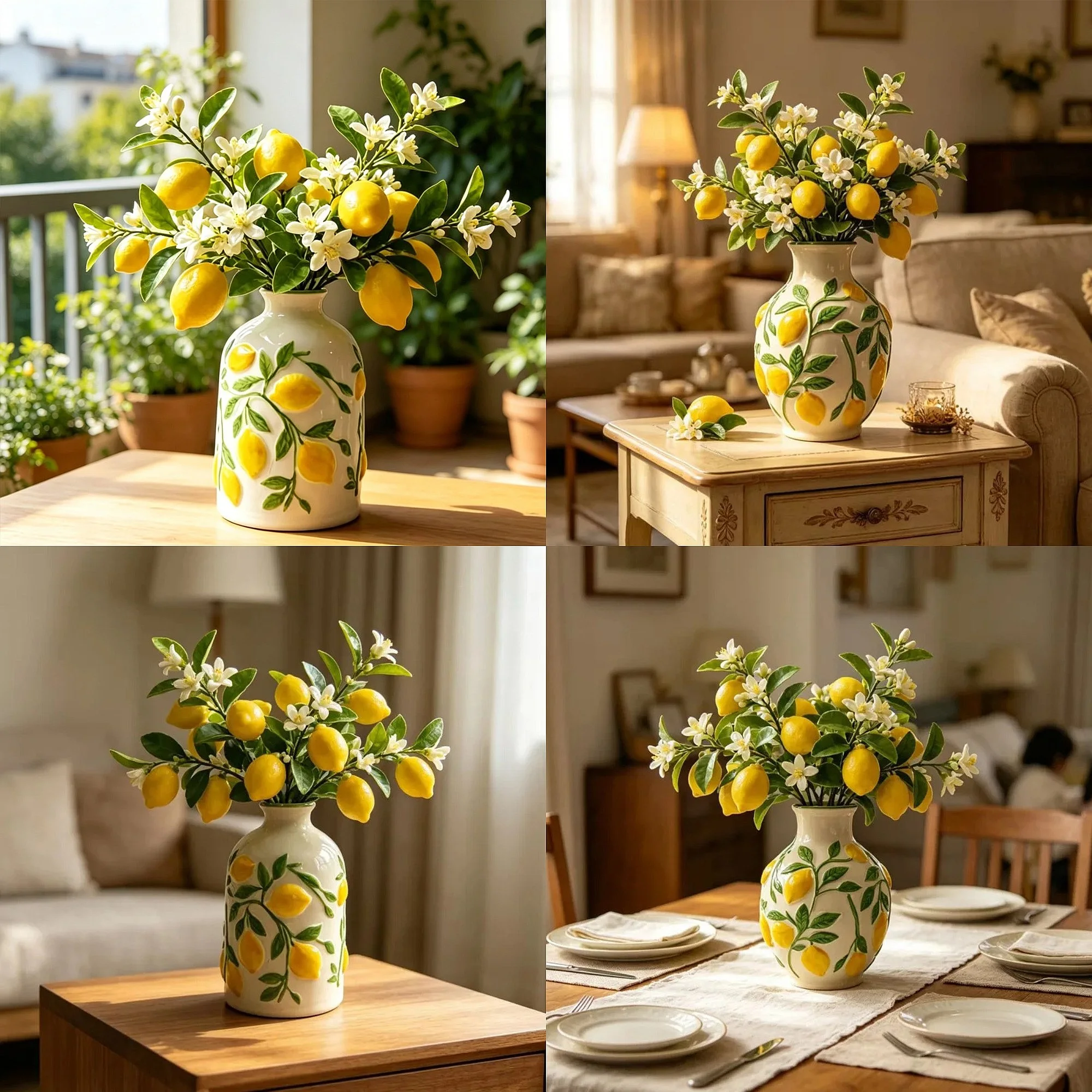 Ceramic Lemon Flower Vase Hydroponic Planter Flower Arrangement Art Aesthetic Home Decor