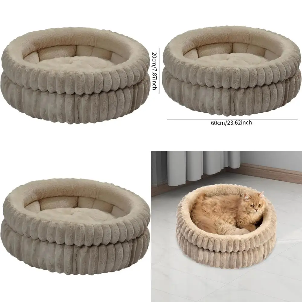 

Полузакрытая кровать для кошек в помещении, нескользящее гнездо для домашних животных, пещера для сна для кошек и котят, серая большая