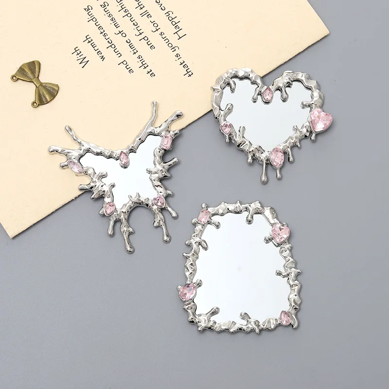 

New metal liquid fluid water drop love mirror accessories y2k metal wind irregular makeup mirror accessories