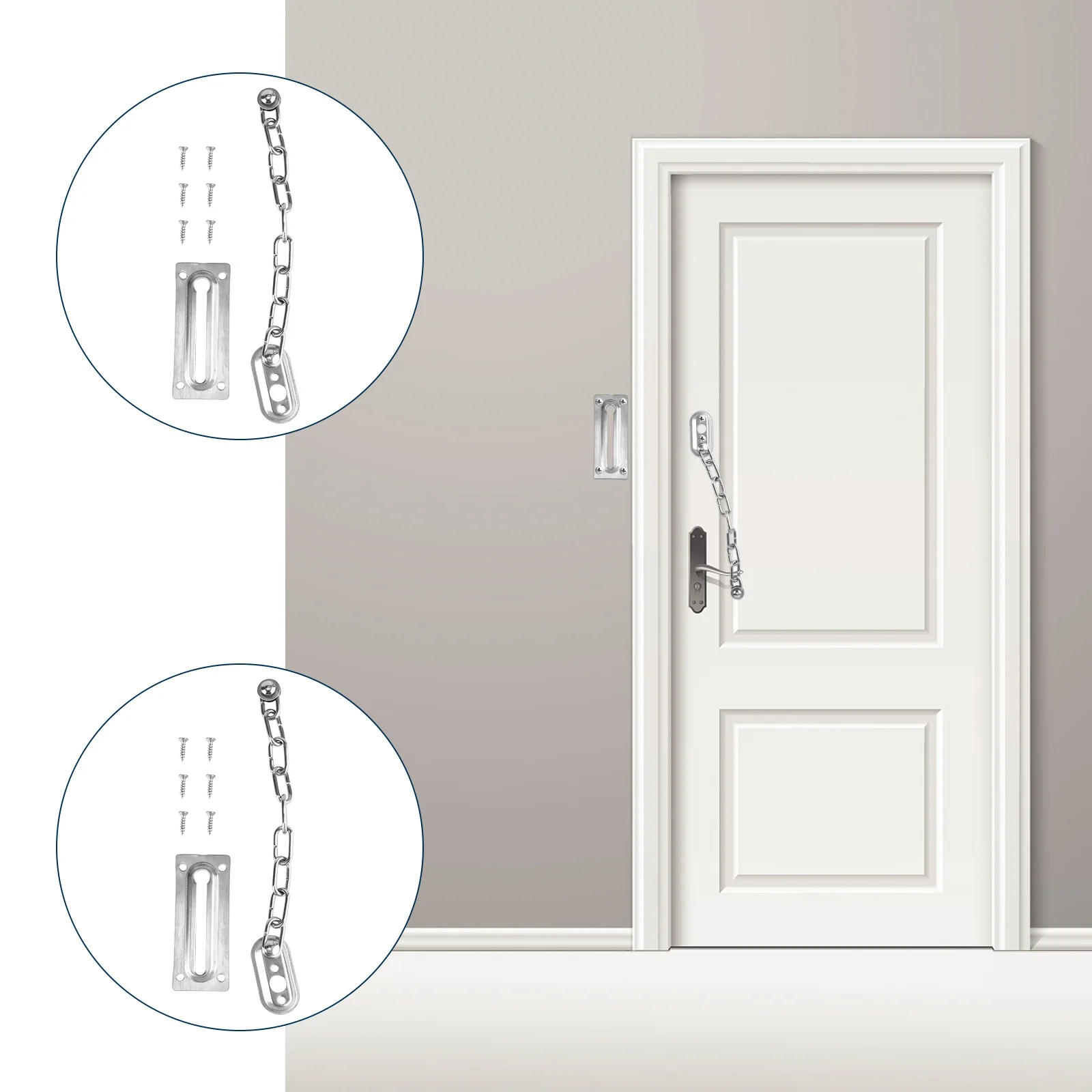 

2Pcs Door Chain Locks Stainless Steel Heavy Duty Security Chain Lock Babyproof Door Latch Home Protection Safety Guard