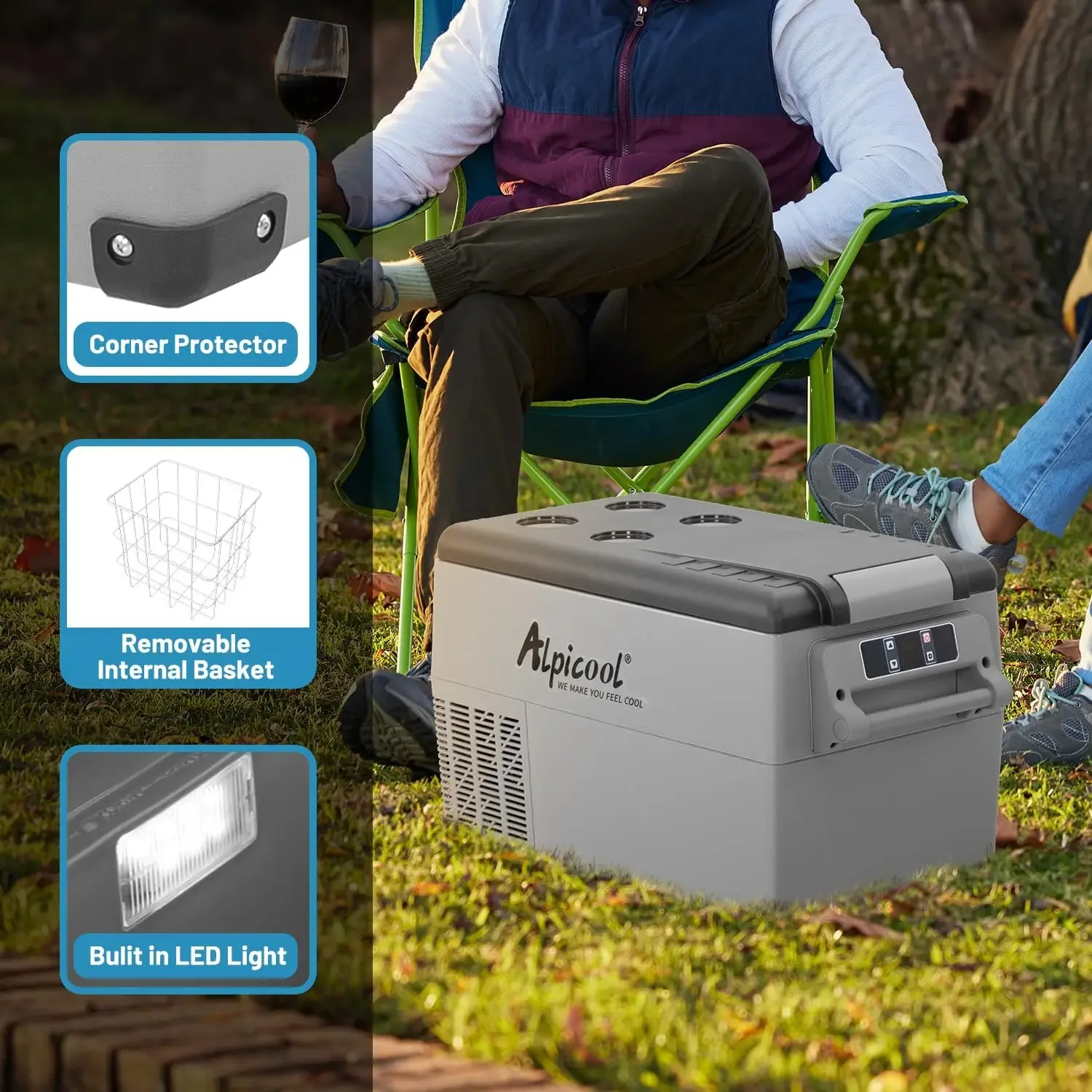 Frigorifero per auto portatile, frigorifero per auto da 12 Volt, frigorifero per auto da 32 litri (30,6 litri) a raffreddamento rapido da 12 V -4 ℉ ~68 ℉ , C