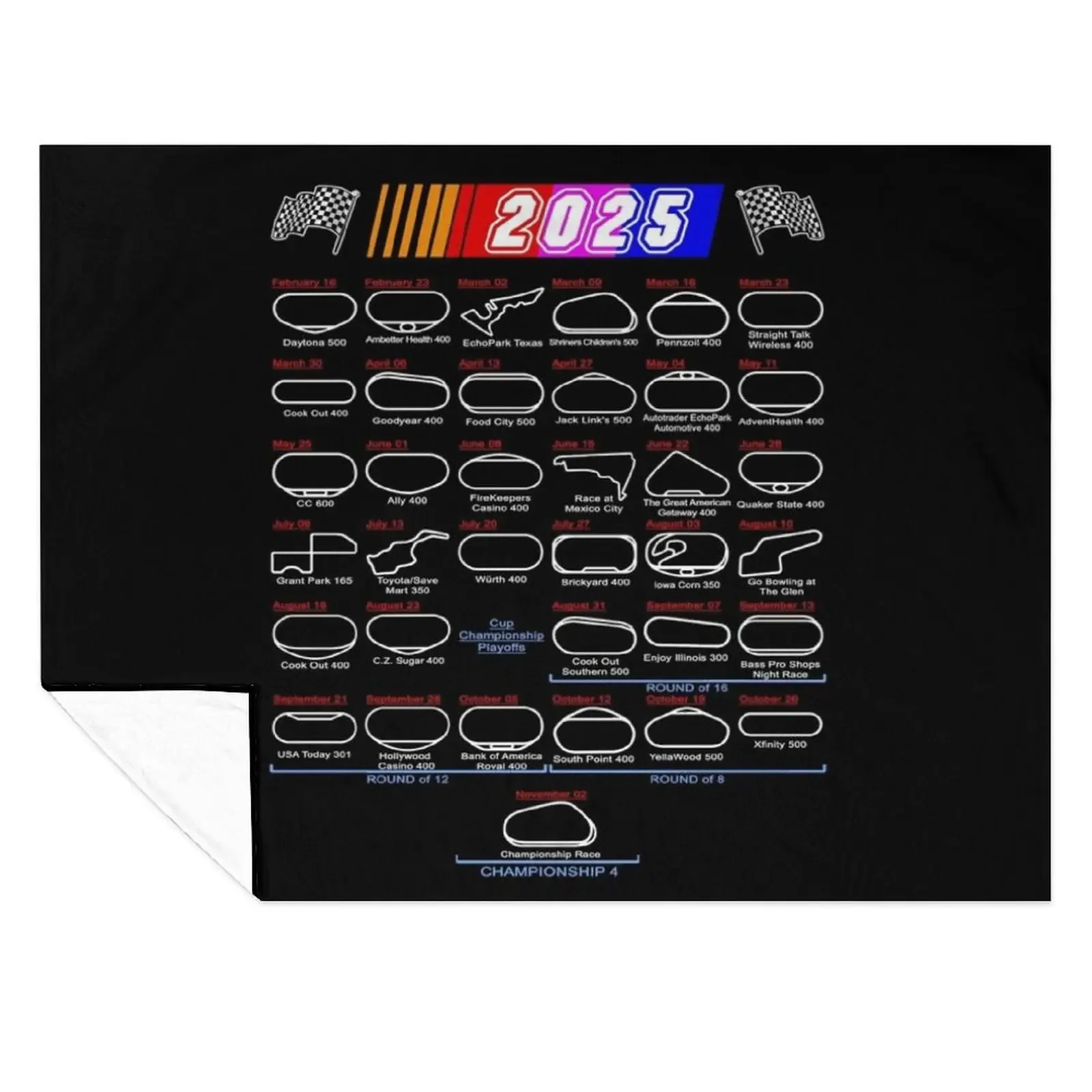

Schedule Nascar Cup Series 2025 Throw Blanket Tourist Polar Decoratives Thermal Blankets
