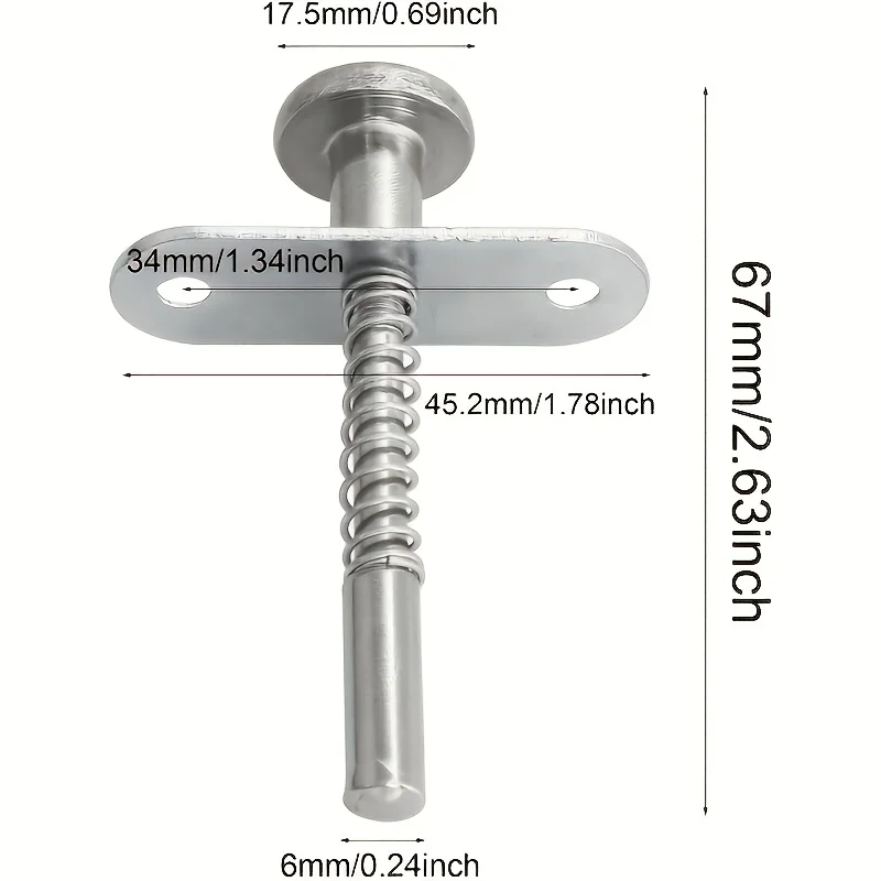 2-Piece Set Spring-Loaded Stainless Steel 6mm Head Door Raising Adjustment Rod Locks Hardware for Doors