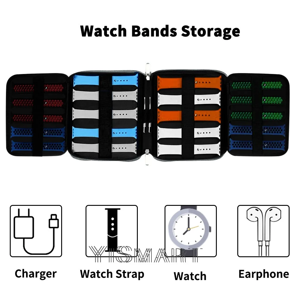 Portable Travel Watch Storage Bag Cable Collection Box Watch Band Organizer Case Straps Pouch for Apple Watch Gadget Accessories