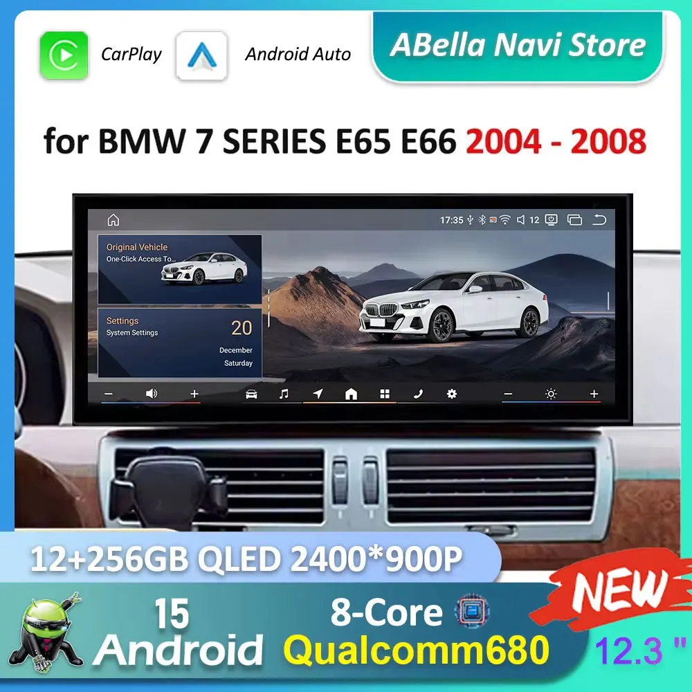 

12.3'' for BMW 7 SERIES E65 E66 2004 - 2008 CCC System Carplay Android 15 Car Video Multimedia Player WiFi GPS Navi Bluetooth 4G